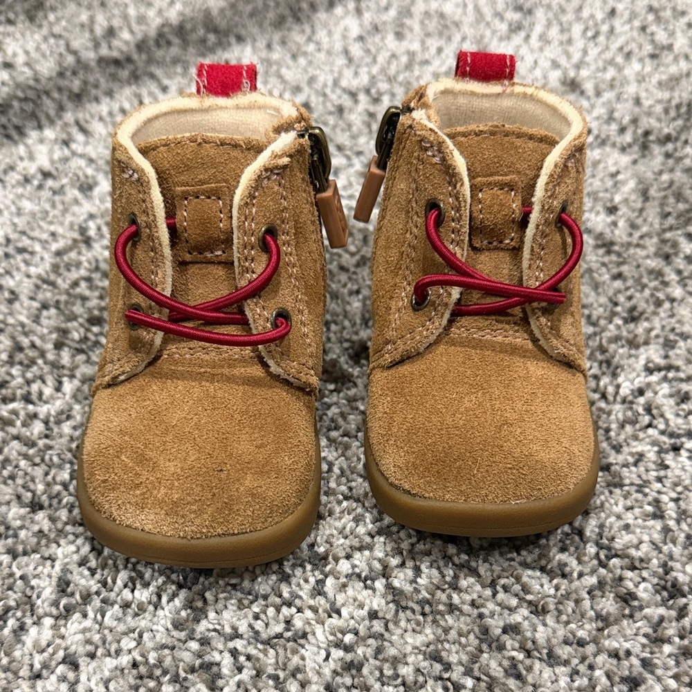 UGG Tan Kids Boots with Red Laces